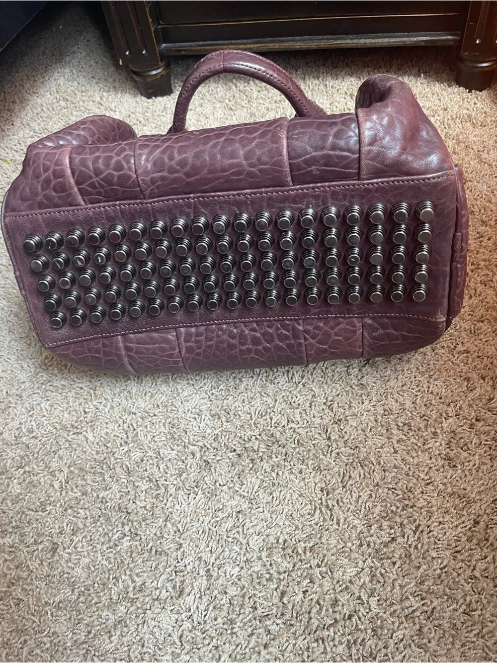 Alexander Wang LIKE NEW Classic Textured Leather Satchel Handbag - Plum